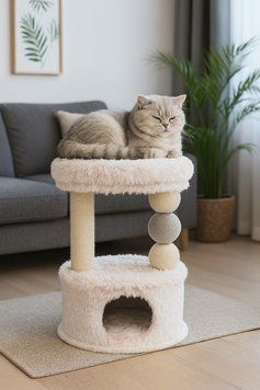 Когтеточка-домик Trixie Harvey для котов джут/плюш бело-розовая 54х40х73 см 44539***** фото
