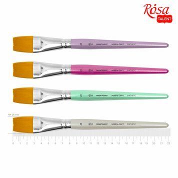 Пензель синтетика плоска ДЛЯ ДЕКОРУ HOBBY & CRAFT 28 коротка ручка ROSA TALENT 4823098523871 фото