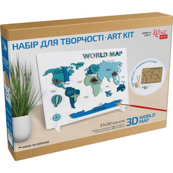 Набор World Map 3D МДФ 30 5х37 5см ROSA Talent 4823098540014 фото