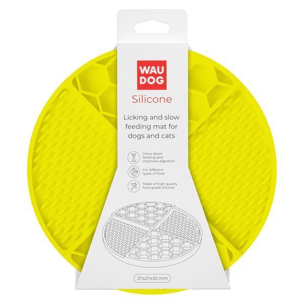 Коврик для слизивания и медленного питания WAUDOG Silicone, 211х211х30 мм, желтый 23508 фото
