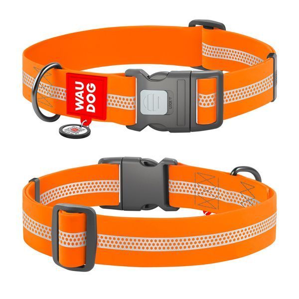Ошейник для собак водостойкий WAUDOG Waterproof з QR паспортом, світловідбивний, пластиковий фастекс, XXL, Ш 40 мм, Дов 46-70 см, 25104 фото