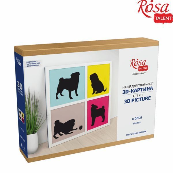 Набор картина 3D &laquo;4 Dogs&raquo; МДФ грунтованное 3 слоя 30х30см ROSA TALENT 4823098528890 фото