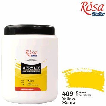 Краска акриловая Желтая (409) 1000 мл ROSA Studio 4823098531586 фото