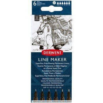 Набір лінерів Line Maker Black 6шт чорні Derwent 5028252595803 фото