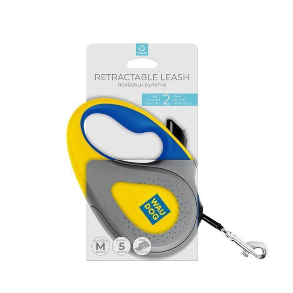 Повідець-рулетка для собак WAUDOG R-leash, малюнок "Colors of freedom", M, до 25 кг, 5 м, світловідбивна стрічка 382-4020 фото