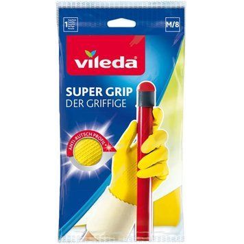 Рукавички латексні надміцні Vileda Super Grip, розмір M 8001940003351 фото
