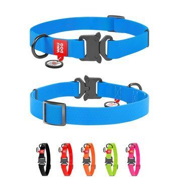 Ошейник для собак водостойкий WAUDOG Waterproof c QR паспортом, металічна пряжка-фастекс, Ш 20 мм, Дов 28-40 см, блакитний 27932 фото