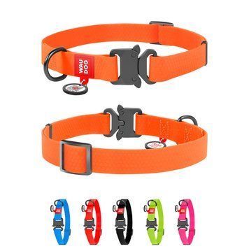 Ошейник для собак водостойкий WAUDOG Waterproof c QR паспортом, металічна пряжка-фастекс, Ш 25 мм, Дов 34-49 см, помаранчевий 27864 фото