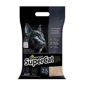 Рослинний наповнювач SuperCat Біобентоніт комкуючий для котячих туалетів 2,5 кг 3533 фото