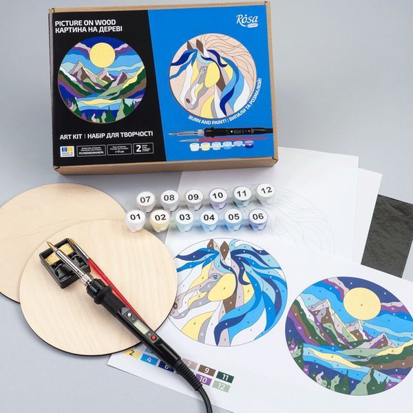 Набор для обжига картины на дереве &laquo;Horse and Mountains&raquo; с красками в коробке ROSA Start 4823098544678 фото