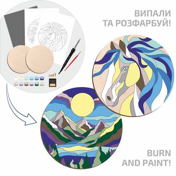 Набор для обжига картины на дереве &laquo;Horse and Mountains&raquo; с красками в коробке ROSA Start 4823098544678 фото