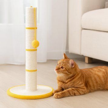 Когтеточка-столбик Trixie для котов с игрушкой на веревке сизаль 35х62 см 4310 фото