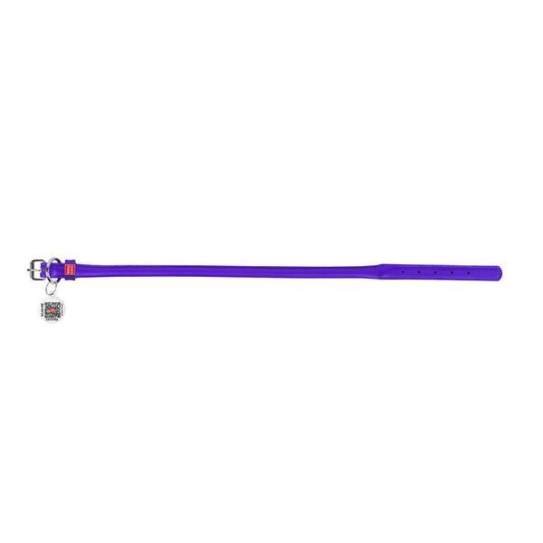 Нашийник для собак шкіряний WAUDOG Glamour з QR паспортом, круглий, Д 13 мм, Дов 53-63 см фіолетовий 35319 фото