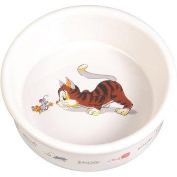 Миска Trixie для кошек рисунок с котом и мышкой керамическая 12 см 200 мл 4007 фото