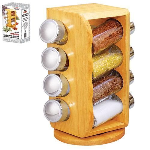 Спецівниця на дерев.підставці "Woody" 8шт/набір 14*14*25.5см 2200000005939 / MS-0371 фото