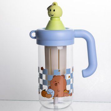 Бутылка для воды стеклянная Capybara с ситечком 750 мл, васильковый Yiwu HP-GM-24 HP-GM-24 фото