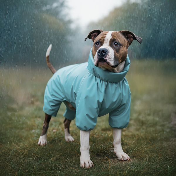 Дощовик для собак WAUDOG Clothes, водонепроникний, M35, В 59-62 см, С 37-40 см, блакитний 19872 фото