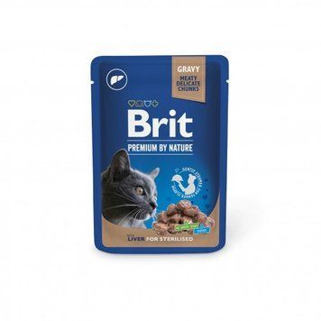 Влажный корм Brit Premium Cat pouch для стерилизованных кошек, печень, 100 г 111832 фото
