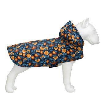 Дощовик-накидка з капюшоном для собак WAUDOG Clothes, малюнок "Апельсини", А 23-26 см, B 30-36 см, С 15-20 см 354-4054 фото