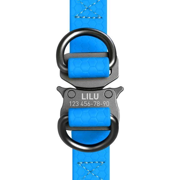 Шлея для собак водостійка WAUDOG Waterproof, c QR паспортом, металічна пряжка-фастекс, Ш 20 мм, Дов 50-80 см блакитний 27652 фото