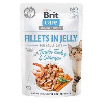 Влажный корм Brit Care Cat Pouch для кошек, в желе, нежная индейка с креветками, 85 г 100535/0570 фото