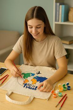 Набор, эко сумка-раскраска, &laquo;Lets go Travel&raquo;, хлопок 220 г/м2, 38х42см, ROSA Talent 4823098544609 фото