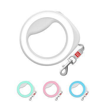 Повідець-рулетка для собак WAUDOG R-leash, кругла, XS-M, до 40 кг, 2,9 м, світловідбиваюча стрічка білий 812715 фото