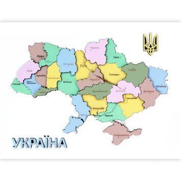 Набор Карта Украины 3D пастельные цвета МДФ 24 5х18 5см ROSA TALENT 4823098532552 фото